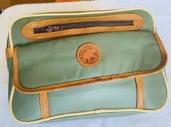 グリーン レザー ナイロン バッグ 中型 HUNTING WORLD