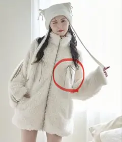 【新品未使用】NICE CLAUP リボンボアブルゾン　アイボリー　リボンのみ