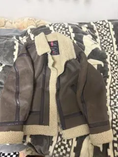 N°21 ボアジャケット チェック レオパード 36 22AW【クリーニング済 