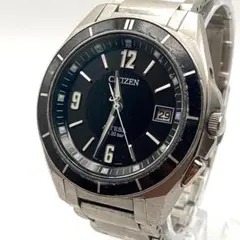 稼働品 CITIZEN シチズン アテッサ ブラック ソーラー メンズ 腕時計