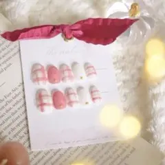 【現品/在庫限り】ふんわりいちごミルクチェック　マットピンクネイル／匿名配送