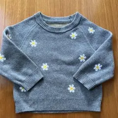 グレー 花柄刺繍 ニットセーター 12-18m