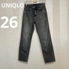 美品　ユニクロ　ストレートジーンズ　スリムストレートハイライズジーンズ　黒