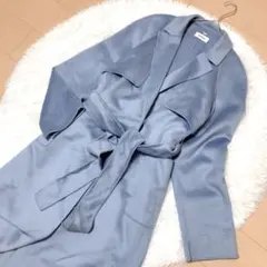 SNIDEL⭕️ロングコートうろこカシミアコート Aライン ベルメット ブルー M