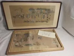 初代由水十久 額縁飾り 加賀友禅 童の踊り 額装 アート インテリア