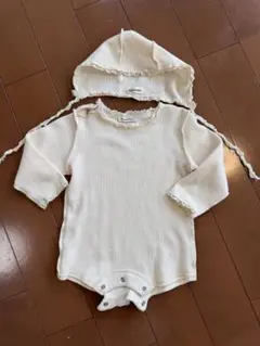 BBAMMA アイボリー ロンパース　韓国　ベビー　退院着