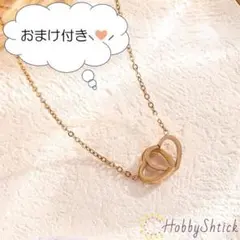 ◎セール中◎ツインハート チャームネックレス ピンクゴールド(RN0200-R)