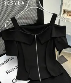SHEIN RESYLA オフショルダー 半袖 トップス ブラック　XL