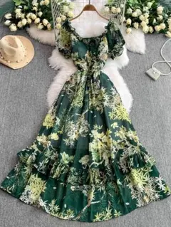 春夏の女子会にぴったりロング花柄レースドレス