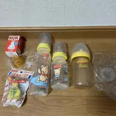 【美品】NUK くまのプーさん 哺乳瓶セットとPigeon哺乳瓶と新品乳首SS