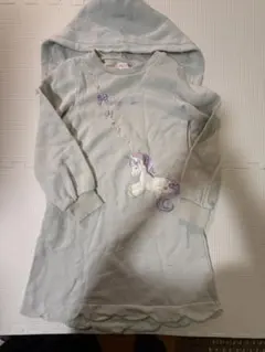 ★美品 メゾピアノ 長袖ワンピース フード付き 130★