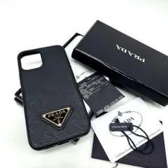 【超美品・付属品完備✨】プラダ iPhone12mini サフィアーノレザー 黒
