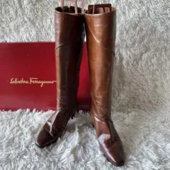 Ferragamo ロングブーツ22.5cm 5B 本革 茶