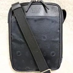 美品　ハンティングワールド　ショルダーバッグ　クロスボディ　キャンバス　本革　黒