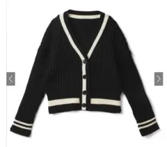 GRL リブ編みVネックカーディガン 黒と白