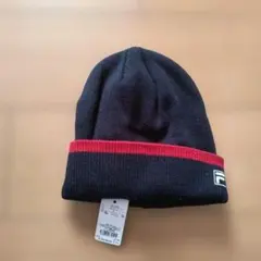 【新品未使用タグ付】FILAゴルフ　 黒 赤ストライプ ニット帽