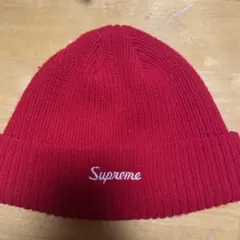 Supreme 赤 ニット帽 100%アクリル