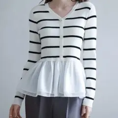 SAISON DE PAPILLION ぺプラム裾ドッキングニットプルオーバー