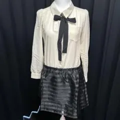 ボーダースカートドッキングシャツワンピース