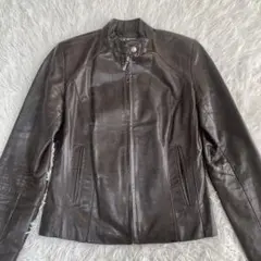 レザージャケット　シングルライダース　クロップド丈　ファスナーのサムネイル