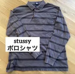 stussy グレー 長袖ポロシャツ M - メルカリ