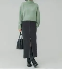 コカ COCA ジップアップニットスカート ロング グレー Mサイズ