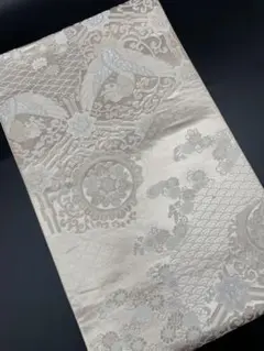 高級 正絹 袋帯 礼装 フォーマル 洒落帯　銀糸　古典柄　青海波　花柄　281