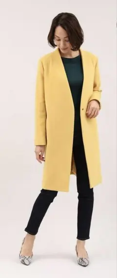 ★値下げ★【PLST】プラステ　ウールモッサカラーレスコート　イエロー