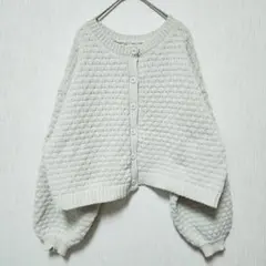 【mily bilet】（M）2wayぽこぽこ軽量クロップド丈ニットカーディガン