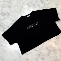 ブラック 半袖　クロップド丈　Tシャツ Mサイズ