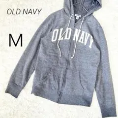 オールドネイビー ロゴパーカー スウェット フルジップ M グレー