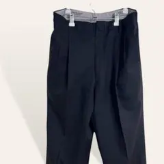 ♥️人気 ダンロップ 黒 大きめサイズ ダブルタックスラックスパンツ メンズ Lのサムネイル