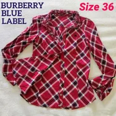 BURBERRY バーバリーブルーレーベル 長袖シャツ ホース刺繍 衿袖フリル