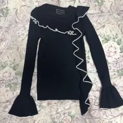 MICOAMERI フリルニット ブラック Fのサムネイル
