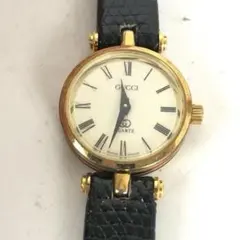 GUCCI グッチ ヴィンテージ腕時計 ローマ数字 クォーツ ゴールド×レザー