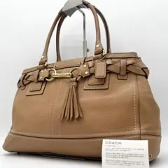 COACH ハンプトンズ キャリーオール ショルダー レザー ベージュ