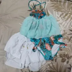 フラワープリント水着3点セット
