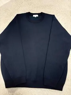 グローバルワーク　リッチライトニットプルオーバー　ニット　ネイビーバーズアイ