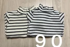 【西松屋】ボーダー柄タートルネック 90cm ２枚セット