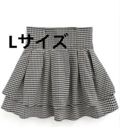 【gm773】インパン裏地付 千鳥柄 フレアミニスカート L GRL