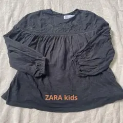 ZARA kids刺繍入り長袖シャツ カットソー黒120130ザラキッズH&M