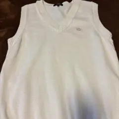 ホワイト Vネック スクールベスト ウール100%