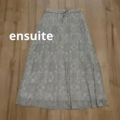 ensuite エンスウィート フレアスカート L ベージュ系花柄