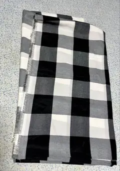 バリ島で購入　白黒チェック柄　生地　約520cm×約110cm