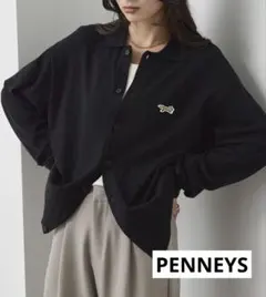 ぺニーズ ロゴ 刺繍　襟付き　長袖 ニットシャツカーディガン　セール　新品