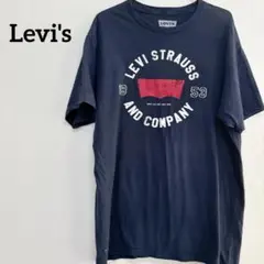 【L】 Levi's リーバイス グラフィックプリント Tシャツ ネイビー 古着