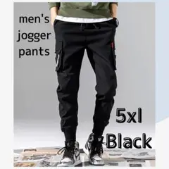 【新品未使用】メンズ 5XL ブラック ジョガーパンツ ポケットあり