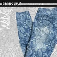 ☺︎USED古着☺︎FOREVER21 ペイズリーデニムパンツ　ストレッチ　ジーンズのサムネイル