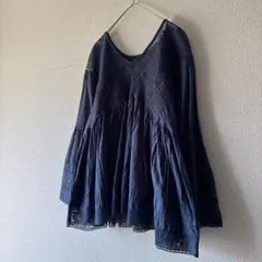 美品✨ne Quittez pas カットワーク刺繍ブラウス ダークブラウン 