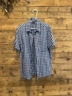 A.P.C. 半袖シャツ 青と白のチェック　Lサイズ